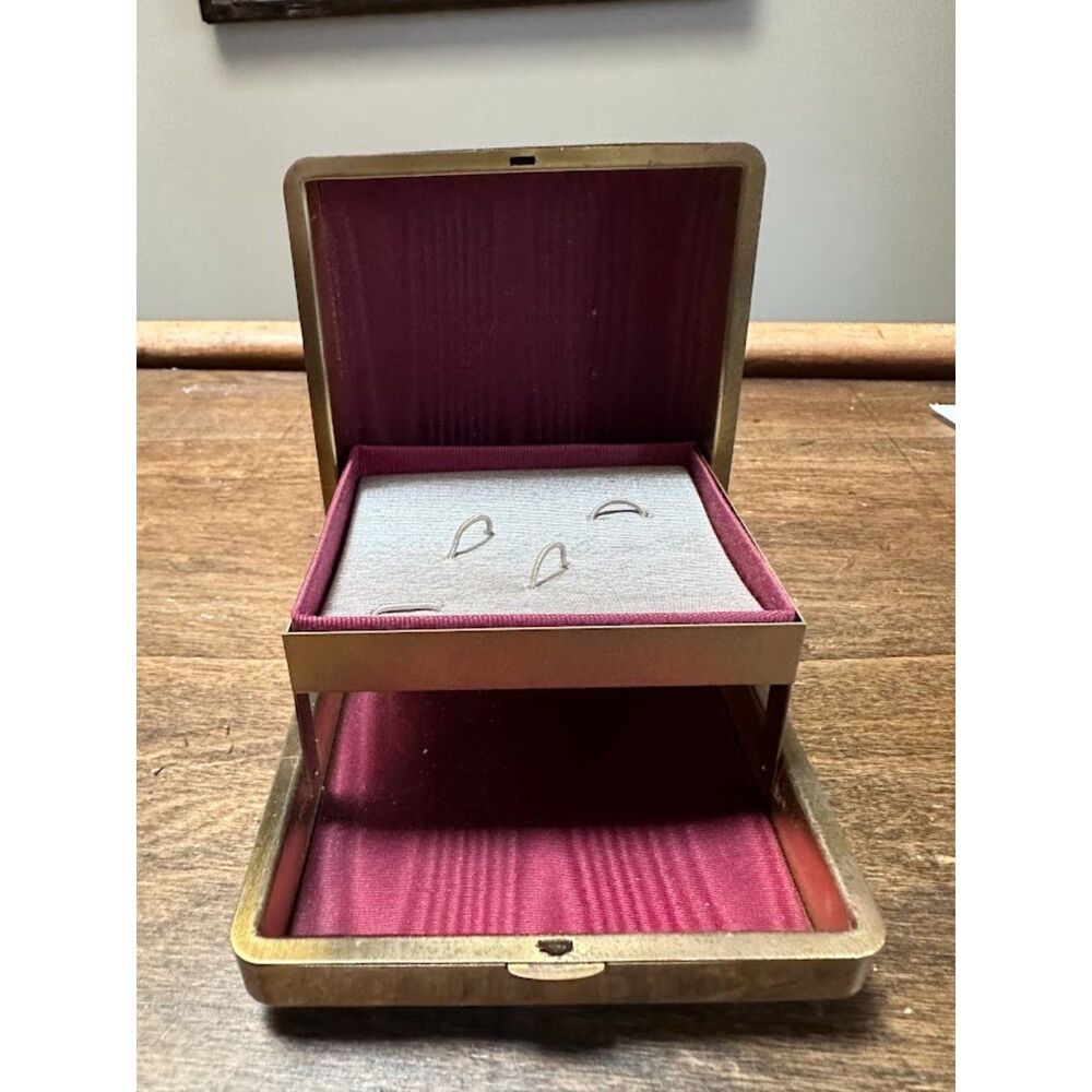 Vintage 1950s Men's Jewelry  Vanity Tray Brass Art Deco Era Foldable Storage Box